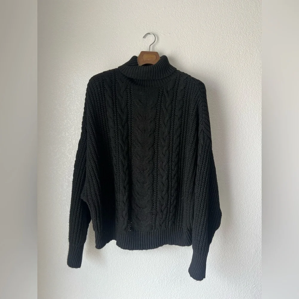 🖤 Worthington Oversized Cropped Cable Knit Sweater | Black | MP 🖤